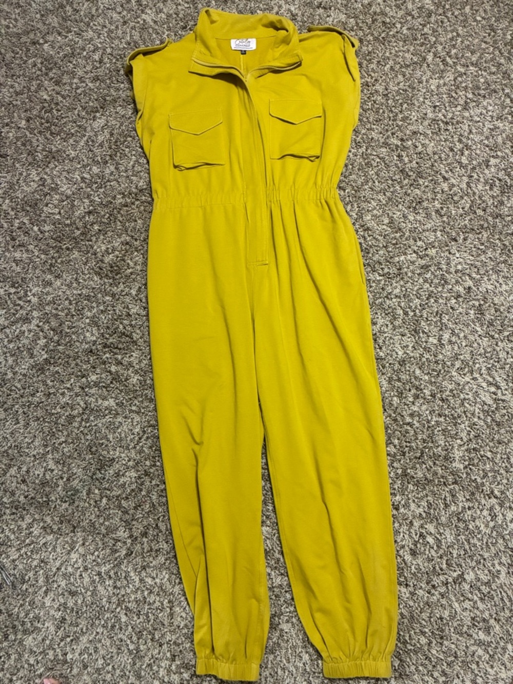 Utility Sleeveless Jumpsuit in Mustard - Picture 2 of 14